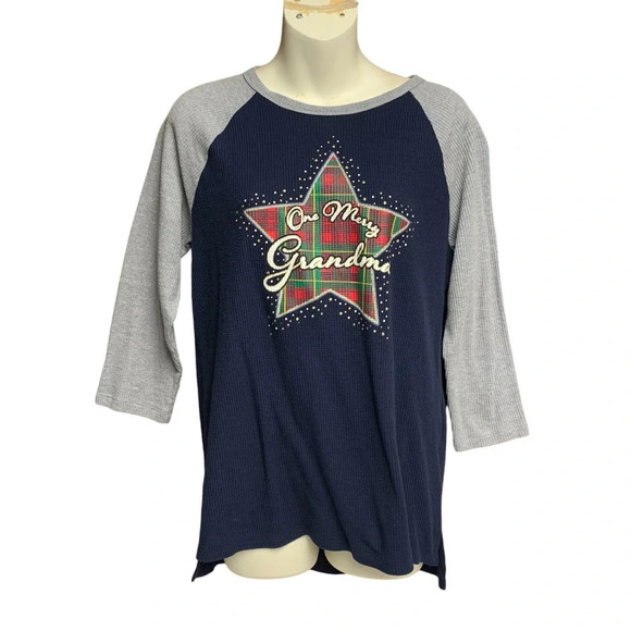 Holy Time baseball style top size medium (8-10) One Merry Grandma Christmas - Picture 1 of 7